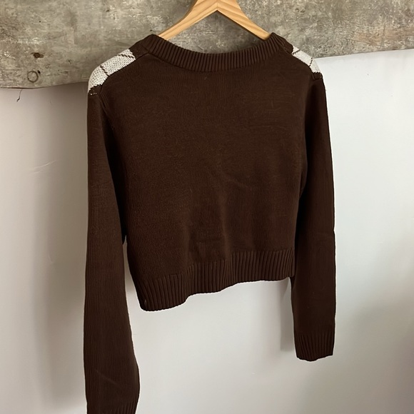 Crop argyle cardigan - Picture 4 of 5